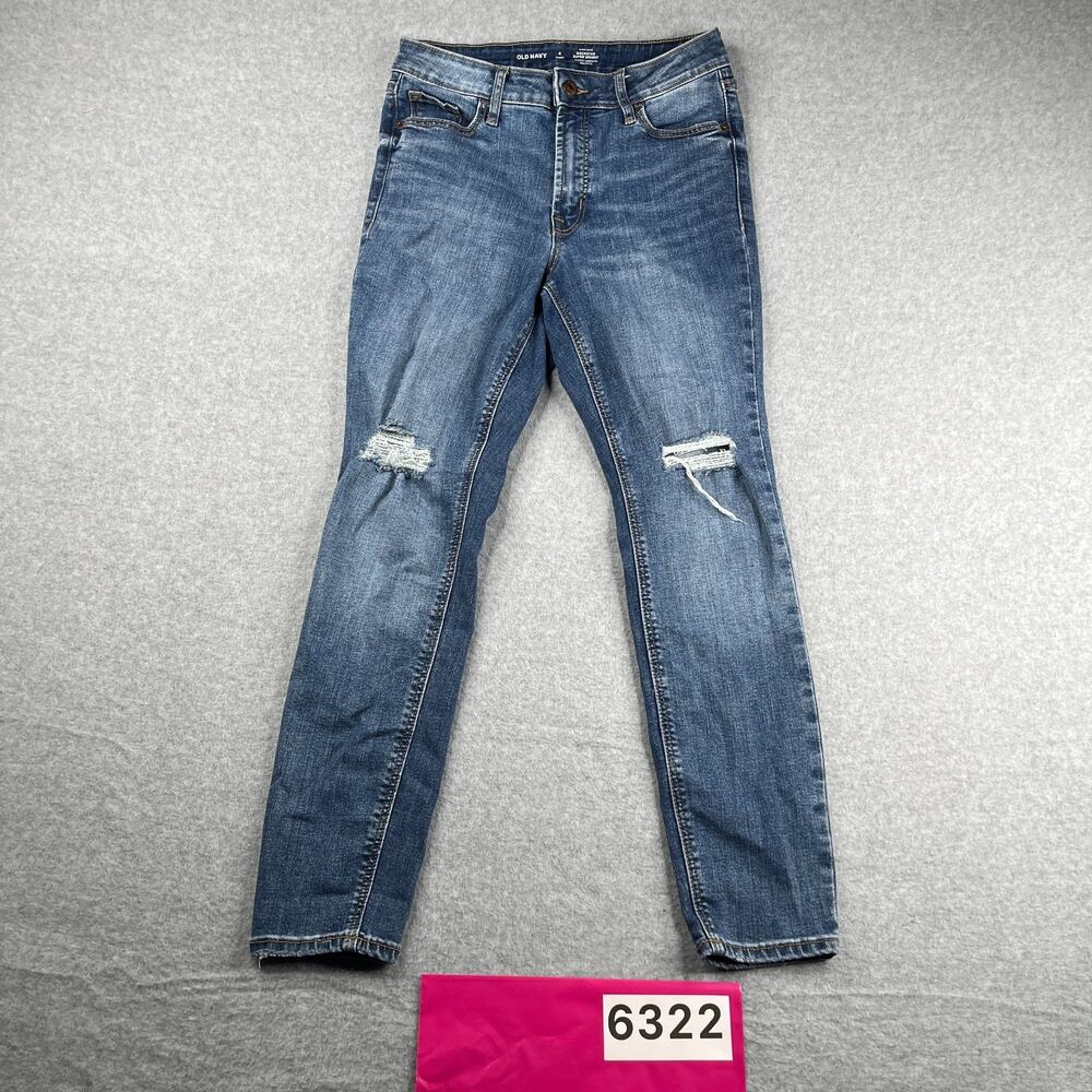 Old Navy Rockstar Super Skinny Jeans Womens Size 4 Short Blue Distressed
